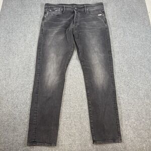 G‎ Star Raw Jeans Mens 36x34 Black Kilcot Straight Tapered Stretch Button Fly